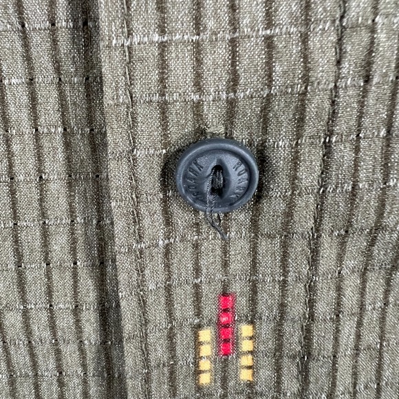 Roark Shirt Mens Medium Green Striped Geometric Short Sleeve Button Up Casual - Picture 6 of 12